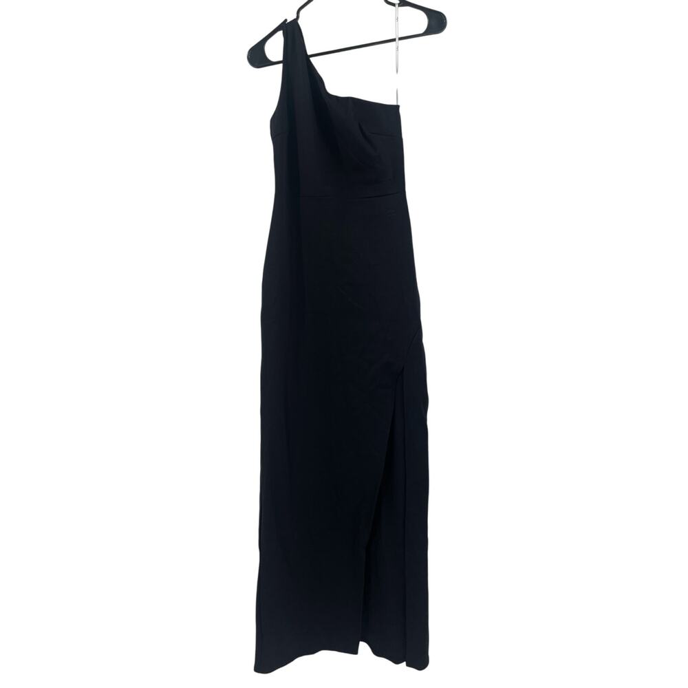 LULU'S Good Times Only Dress Small Maxi Black Bodycon One Shoulder NEW High Slit - Picture 3 of 12